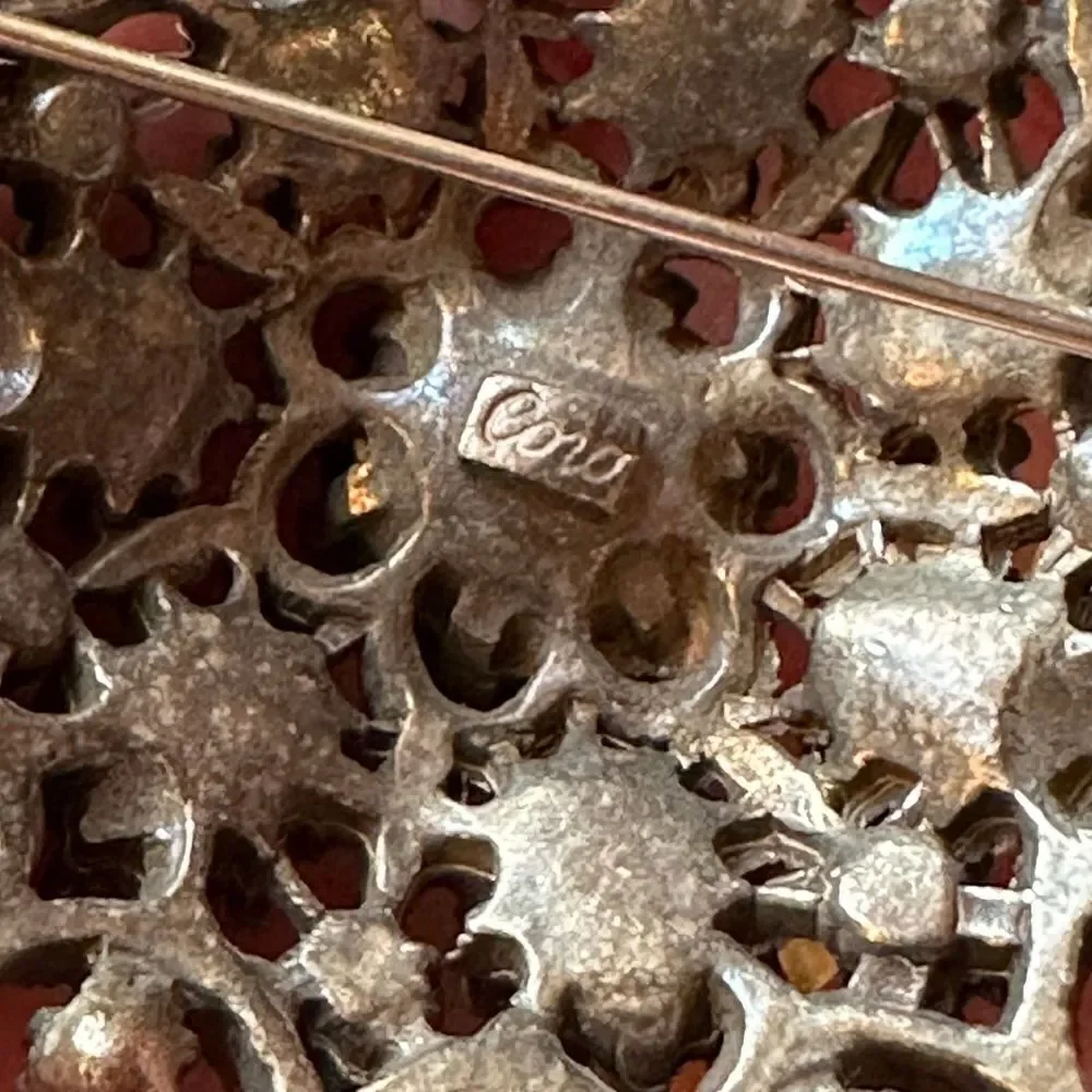 Vintage 1940s  Coro Signed Rhinestone Brooch